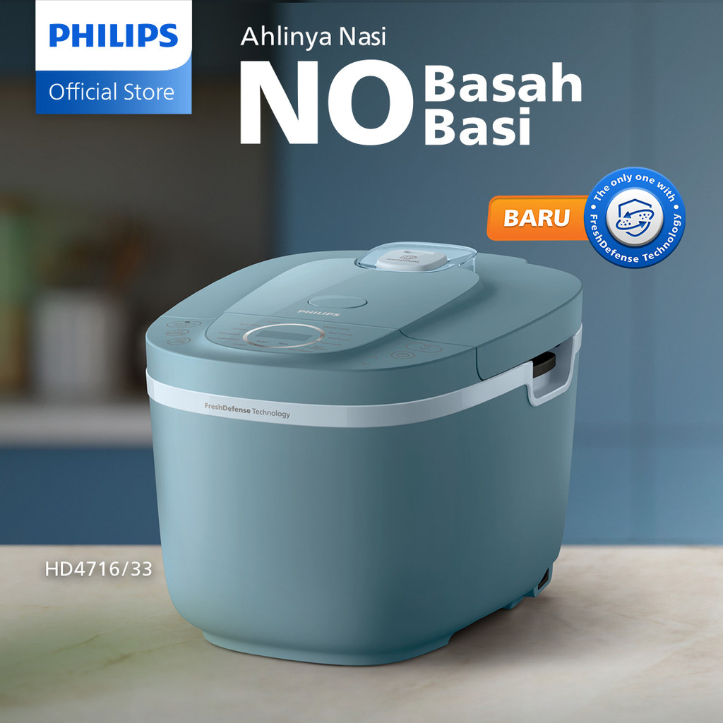 Philips Digital Rice Cooker Magicom 1.8 L - 3000 Digital Series HD4716/33 - Biru - 16 Menu Masak - A