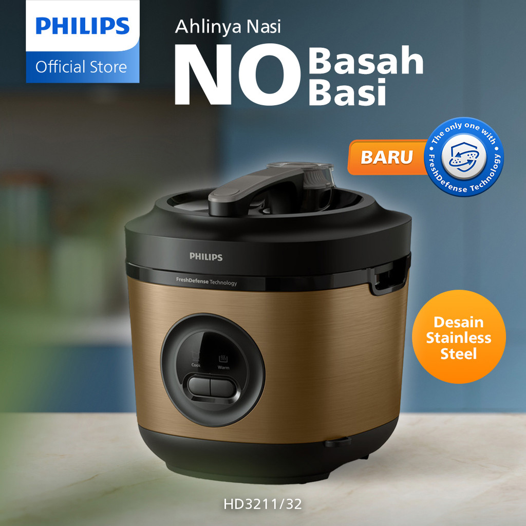 Philips Rice Cooker Magicom 1.8 L - 3000 Premium Series HD3211/32 - Gold - Bakuhanseki Inner Pot - A