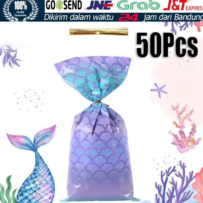 

50PCS KANTUNG PLASTIK GOODIE BAG ULTAH ANAK / MERMAID / PLASTIK SNACK