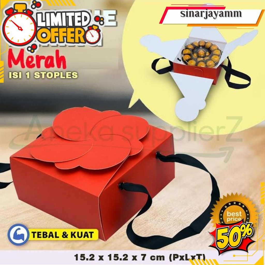 

Kotak Box Dus Kue Kering Merah - Isi 1 Toples (3 Pcs) Original Produk