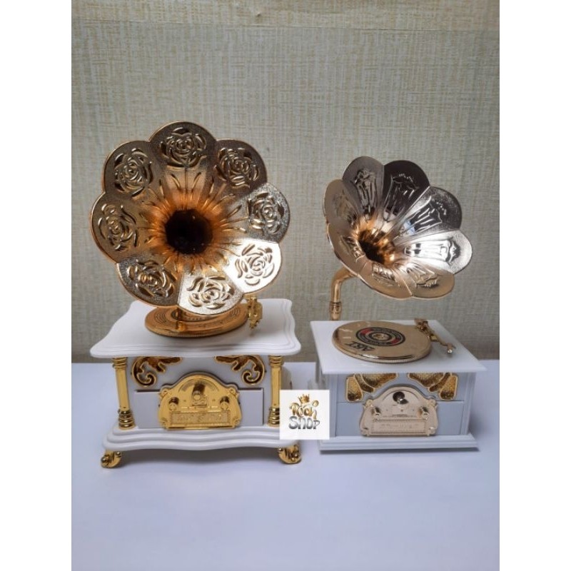 Kotak Musik Piringan Hitam Phonograph Pajangan Vintage Retro Gramaphone