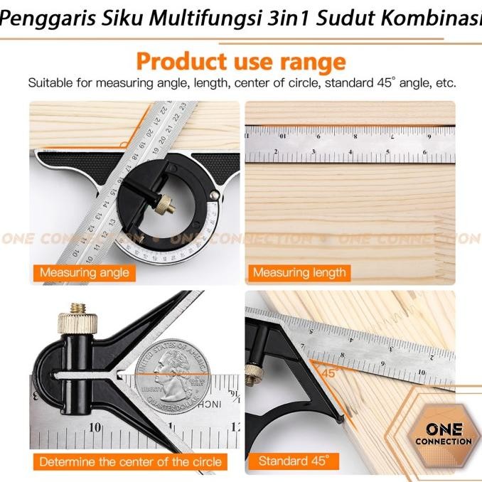 

Promo Penggaris Siku Multifungsi 3in1 Sudut Kombinasi Square Waterpass 300mm COD