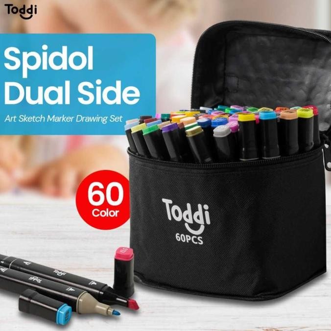 

Spidol Dual Side Fine Art Brush Pen Art Marker Set 60 Color HL270 Termurah