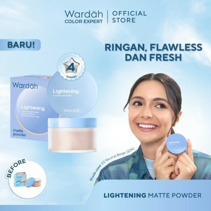 

BARU WARDAH LIGHTENING MATTE POWDER BEDAK TABUR LIGHT BEIGE IVORY NATURAL