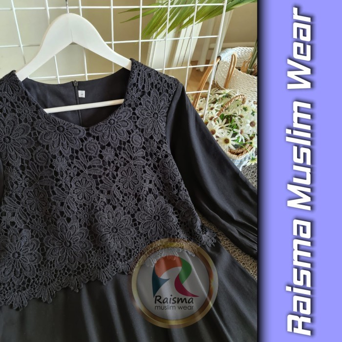 Murah GAMIS PUTIH TULANG BROKAT TERBARU MODEL MAYUNG TANGAN MANSET 10CM RAIS Non COD