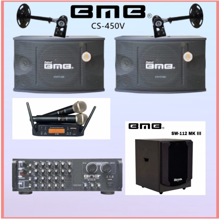 Paket Karaoke Speaker BMB 10 Inch Ampli BMB DA-1600 BT Subwoofer BMB 12 inch Mic Wireless BMB