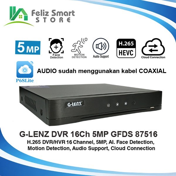 TERBARU GLENZ DVR 16 CHANEL 5MP CCTV - GFDS 87516 - P6SLITE PROMO