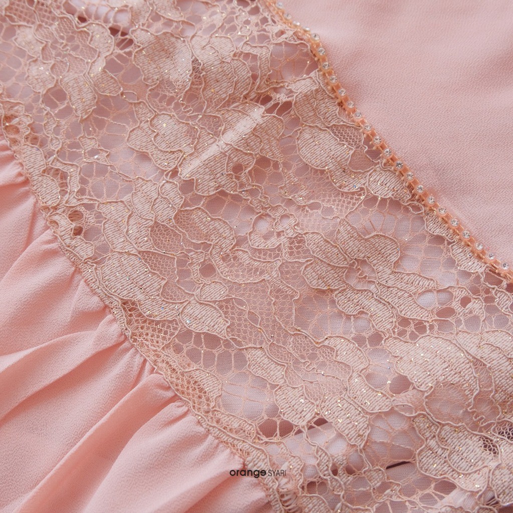 Orangeshopz - Set Gamis Plus Khimar Brukat Wanita Najwa Najma Dress Syari