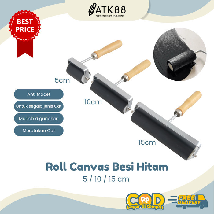 

Kuas Roll Kanvas Besi Roller Canvas Hitam 5 cm / 10 cm / 15 cm Kuas Cat Untuk Meratakan