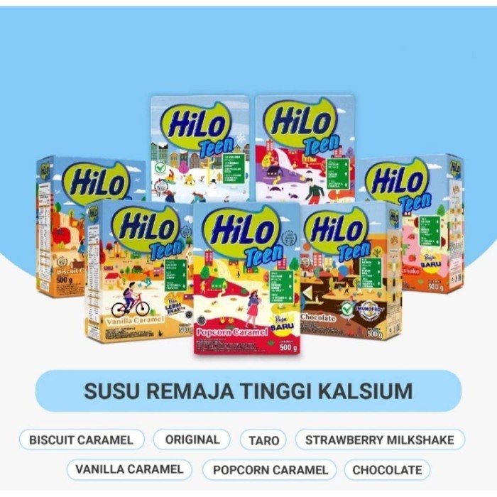 

TERLARIS TERLARIS TERLARIS HILO TEEN CHOCOLATE 500GR/ STRAWBERRY MILKSHAKE 500GR/TEEN TARO 500GR