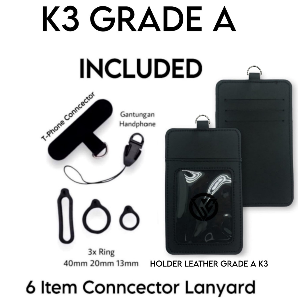 Lanyard Polos Black Series 1.5cm Various Style / Tali lanyard Polos Hitam Holder ID Card