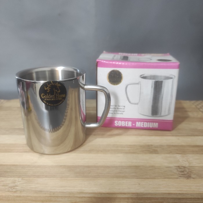 %%%%] Mug Stainless Premium Tebal Golden Horse