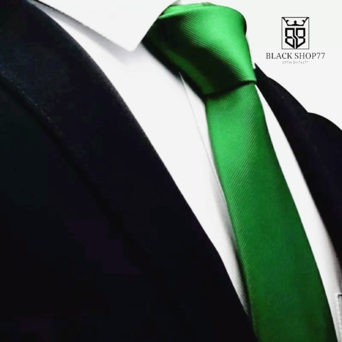 Dasi Tipe Polyester Necktie Men Women Dasi Pria Motif Salur Hijau Muda