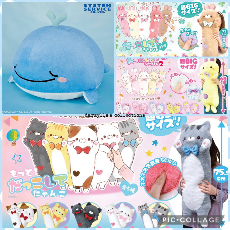 YELL World San-X PyonPyon Bunny Nyanko Cat Whale Ukuran XL Mainan Mewah Premium Hug Me Koleksi Produ