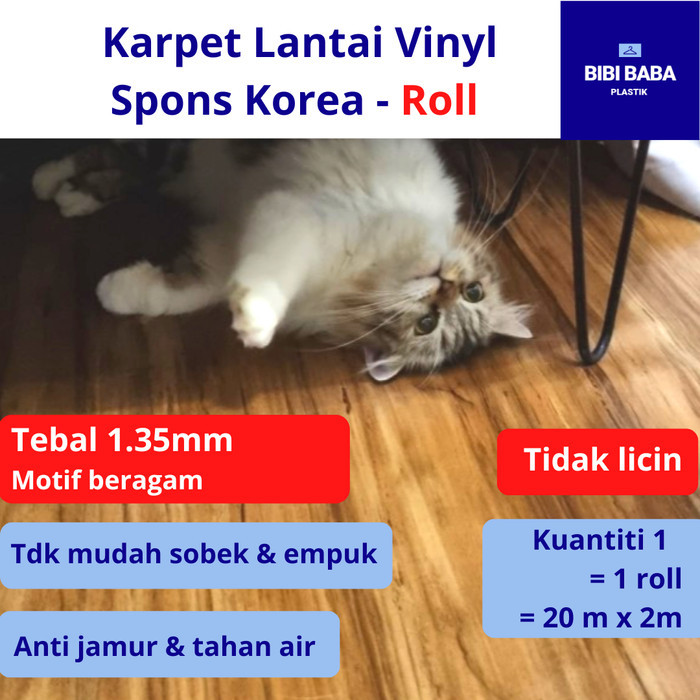 Per Roll Karpet Lantai Vinyl Meteran Spons Import Korea - 2M X 20M