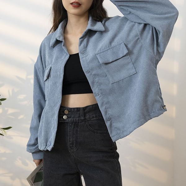 GAA C0016 LYBH_STORE JAKET CROP CORDUROY WANITA KOREAN RETRO STYLE JACKET TERBARU OVERSIZE X9T