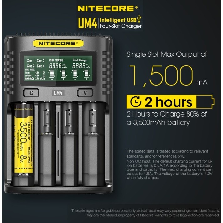 NITECORE UM4 UNIVERSAL BATTERY CHARGER BATERAI BATRE VAPOR AUTHENTIC