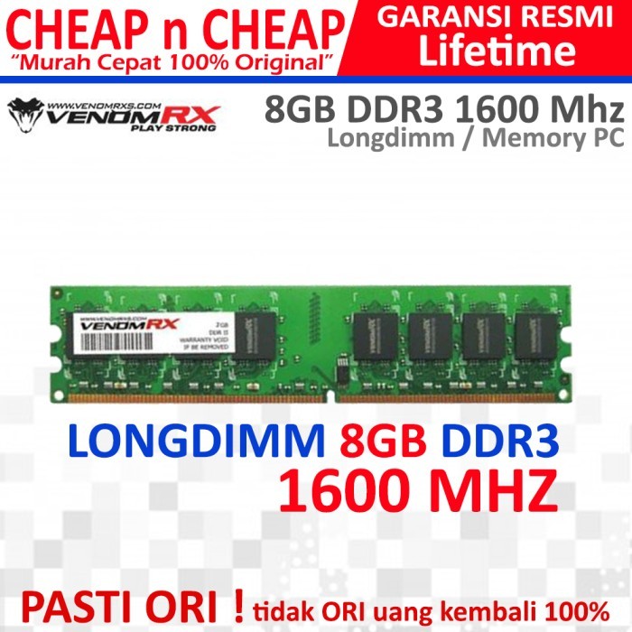 VenomRX DDR3 8GB 1600 Mhz RAM PC - Memory Longdimm Komputer Venom RX