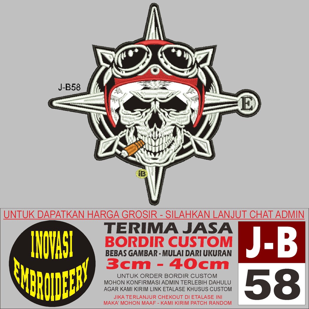 PATCH BORDIR LOGO J-B58 CLUB MOTOR- INOVASI EMBROIDERY TESTIMONI