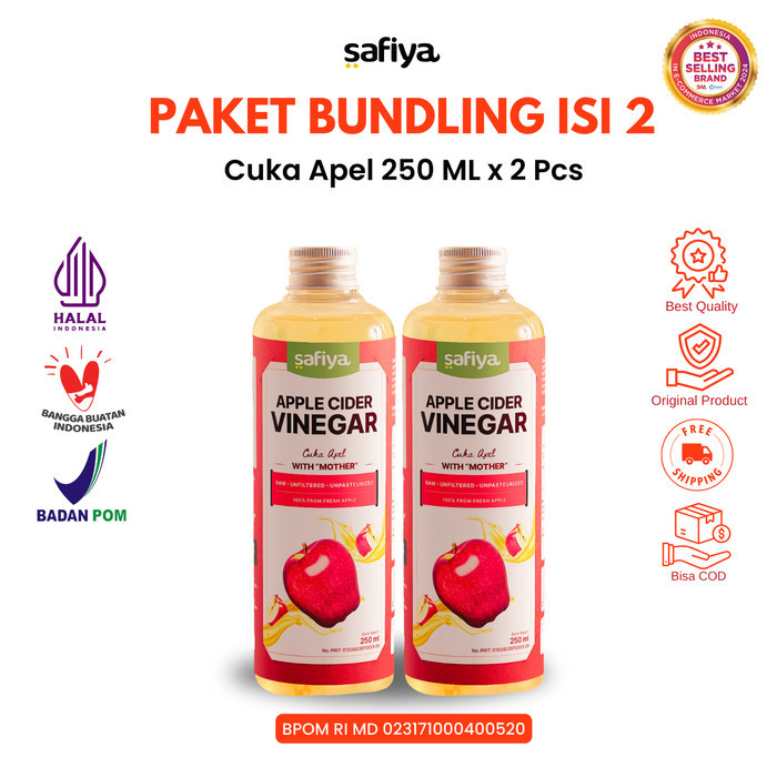

Safiya Paket Isi 2 Cuka Apel 250 ML Murni Apple Cider Vinegar With Mother Detox