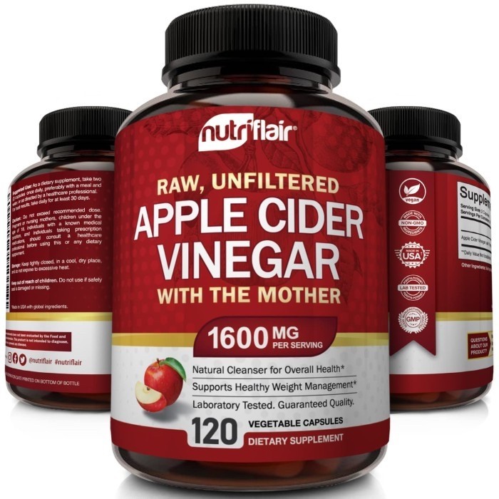 

NutriFlair Apple Cider Vinegar The Mother 1600 mg 120 Capsules
