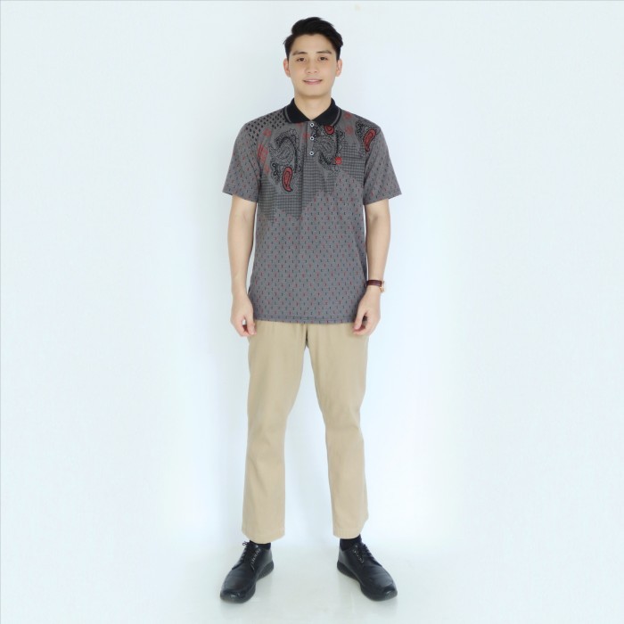 Kaos polo korea saku dewasa motif batik crocodile 02 kaos kerah pria