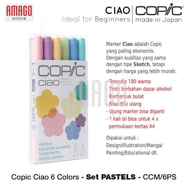 

PROMO! COPIC CIAO - 6 COLOR SET PASTEL - CCM/6PS