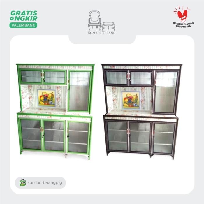 Lemari Piring Aluminium Rak Piring 3 Pintu Lemari Sayur Kitchen Set