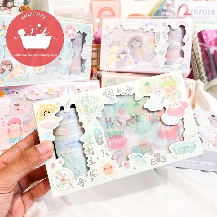 

Terbaru!! Paket Sticker Dan Washi Tape Bludru Velvet Pastel Perempuan Paper Stationery Paper Packing