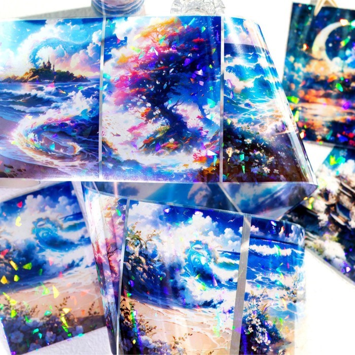 

Viral (8Ca) Washi Tape Selotip Transparan Hologram Kapal Laut Pohon Besar Sea Pirate Ship Tree - A