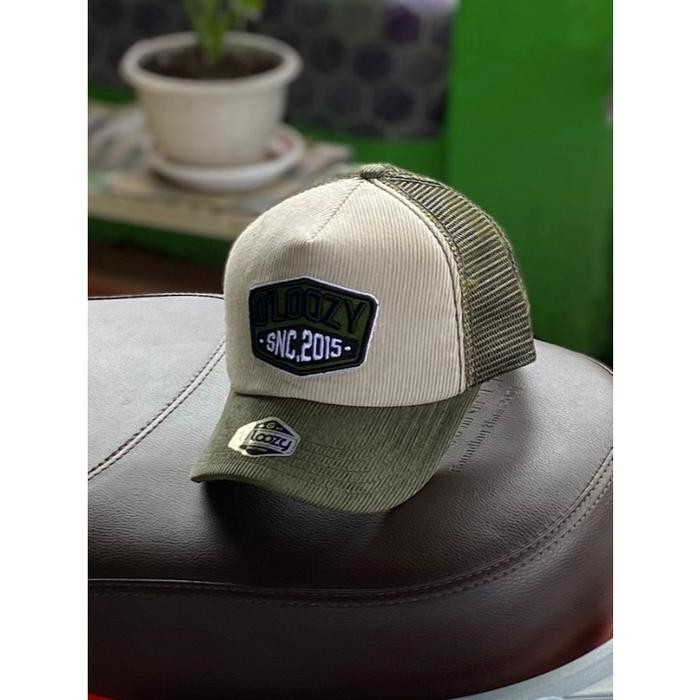 Good Quality Dloozy Topi Jaring Corduroy Trucker Hat Pria Dewasa Distro Original Army Cream Dloozy