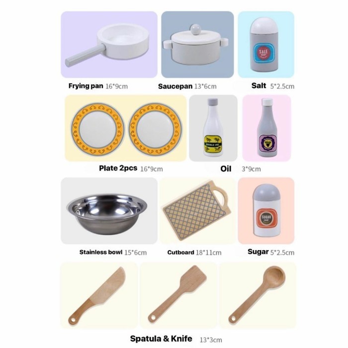 WOODEN KITCHEN SET GREY - KITCHEN SET ANAK - DAPUR ANAK - MAINAN DAPUR