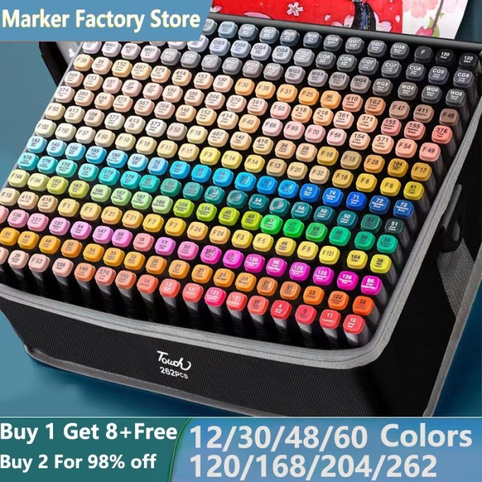 

HOT SALE! 262/204/168/80 Colors Markers Dual Brush Painting Set Pen Manga