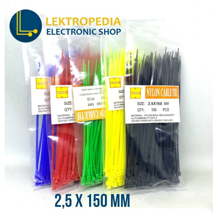 

{{{{}}] Kabel Ties KITANI 2.5mm 15CM isi 100 Tie Pengikat merah biru 15 cm Tis