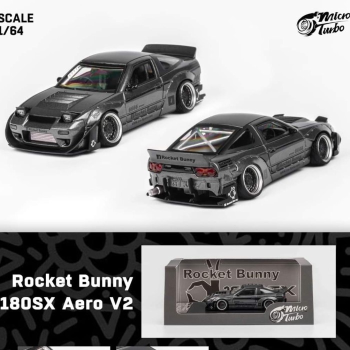 PROMO Micro Turbo 1/64 Honda 180SX Rocket Bunny Matte Grey