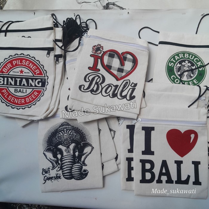 @@@@] Tas paspor selempang bali bahan kain blacu