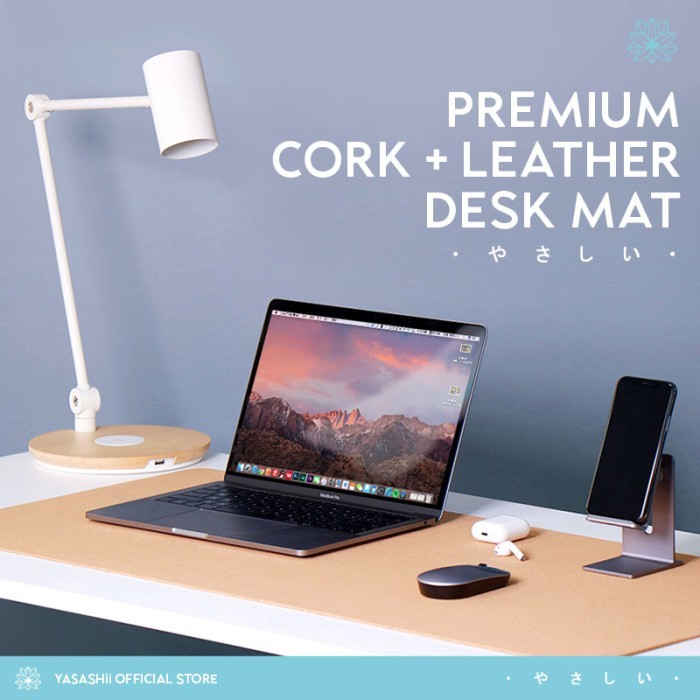 

YASASHii Premium Double Side Cork & Leather Large Desk Mat Desk Pad