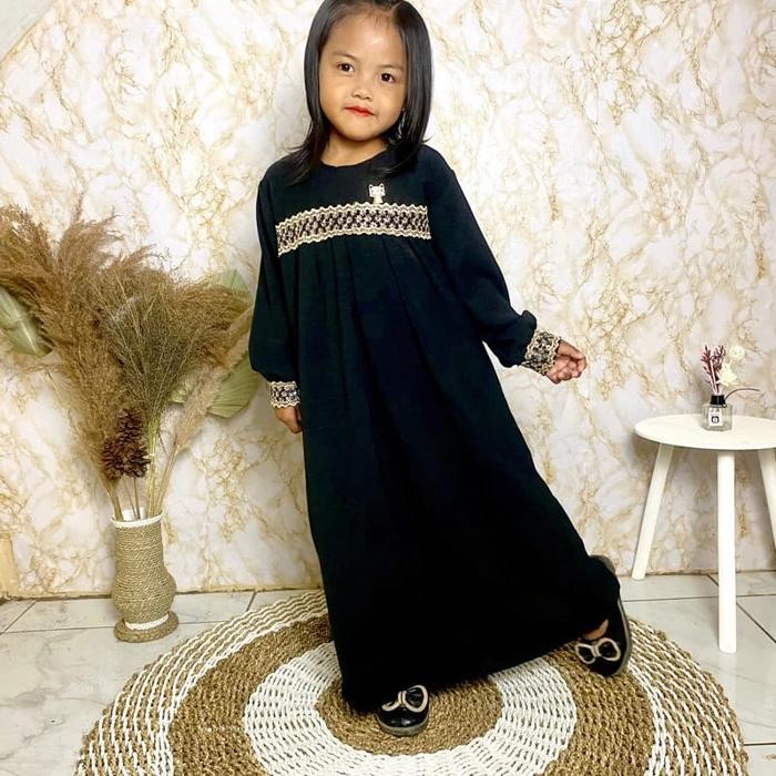 ANISA DRESS GAMIS ANAK 2-12 TAHUN BAHAN CRINKLE AIRFLOW MODEL ABAYA TERBARU LEBARAN 2024 WARNA PUTIH