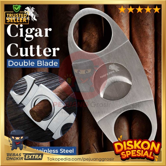 

KNIFEZER Pemotong Rkk Cerutu Cigar Cutter Double Blade - EC-50A