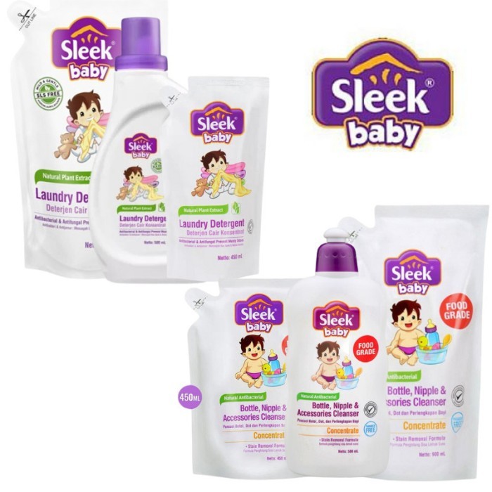 Sleek Baby Bottle Nipple Cleanser 900ml Refill Pencuci Slek Laundry