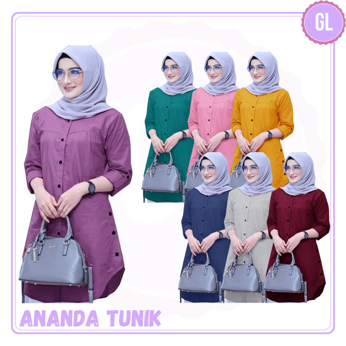 REDI STOK KAKAK SIAP KIRIM ANANDA tunic/baju atasan tunik/baju tunik terbaru/baju muslim wanita Kode