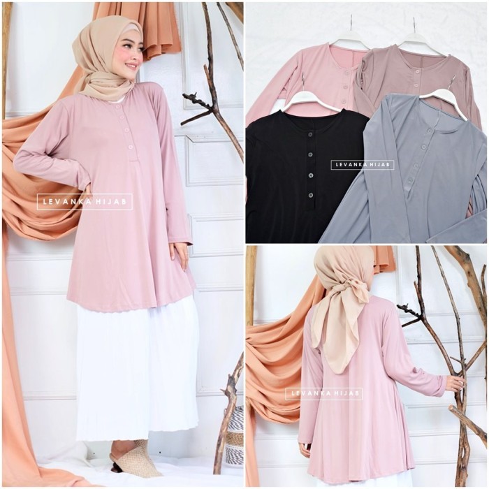 REDI STOK KAKAK SIAP KIRIM Atasan Muslim Wanita model Tunik bahan Jersey Korea atau Daily Tunik Kode