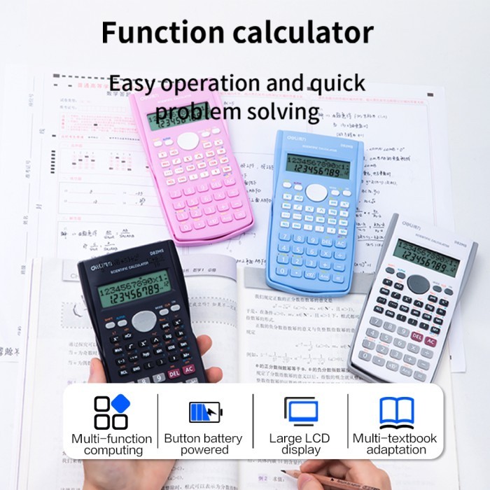 

Terlaris Deli ED82MS Scientific Calculator 240F 10 2 Digits SALE