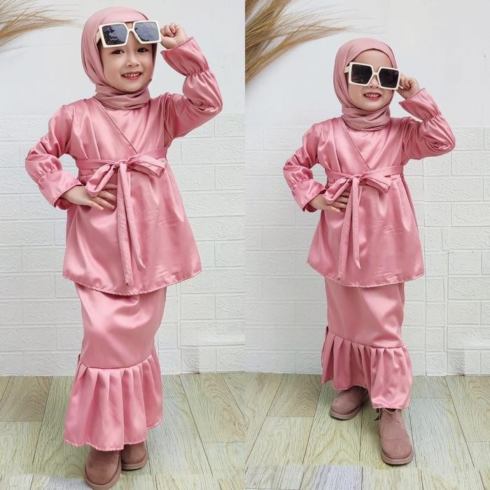 BAJU MUSLIM ANAK PEREMPUAN SETELAN ROK MERMAID BAHAN MAXMARA SILK USIA 1-6 TAHUN DRESS GAMIS GAMIS