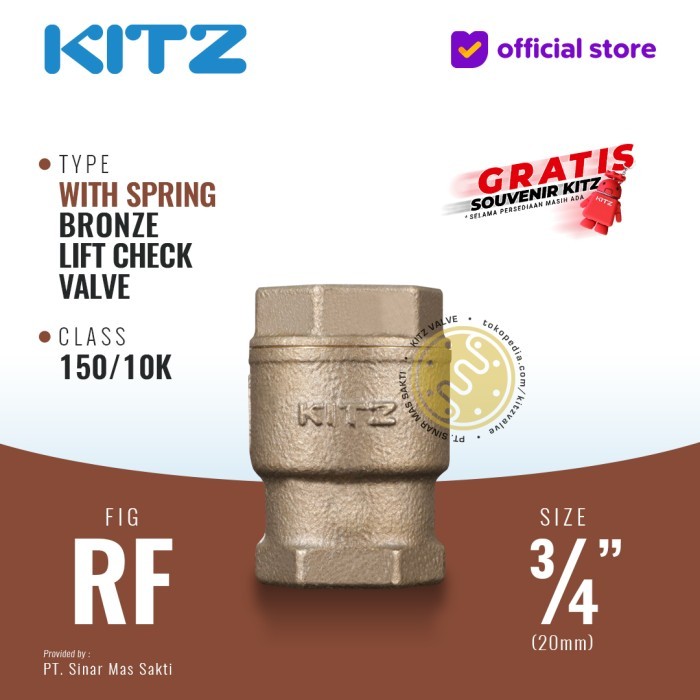 TERLARIS KITZ Tusen Klep Lift Check Valve w. Spring Fig. 150 RF , 3/4" - 20mm