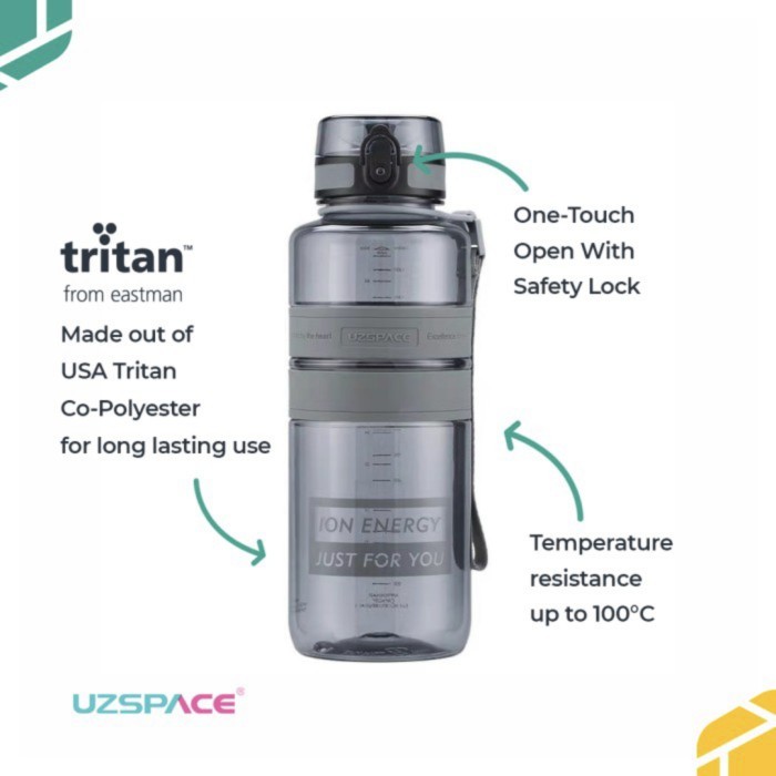 UZSPACE 5032 BOTOL MINUM OLAHRAGA BESAR 1.5 LITER USA TRITAN