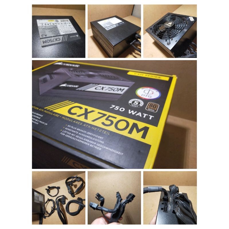 corsair cx750m 750watt 80+ bronze modular psu fullset