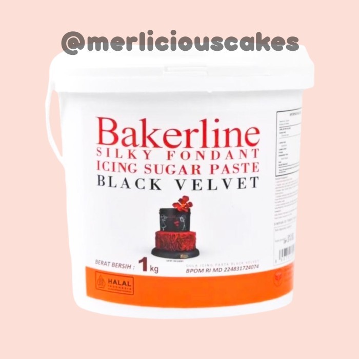 

%$%$%$%$] Black Velvet Bakerline Silky Fondant Hitam 1 Kg Icing Sugar Paste Halal