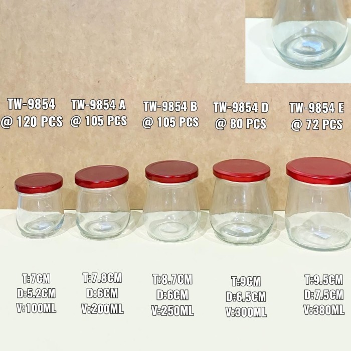 ] Toples Kaca Beling Bening Tutup Stainless Merah Kapasitas 100ML Jar Canister Botol Kaca Kecil
