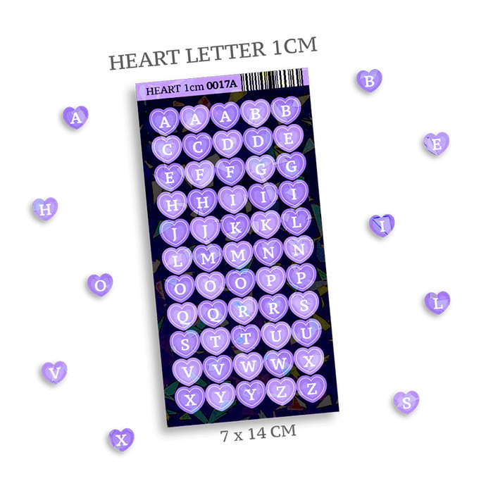 

Kualitas terbaik] Stiker Huruf Letter 1cm Hati Heart Laminasi Hologram StickerParty 0017